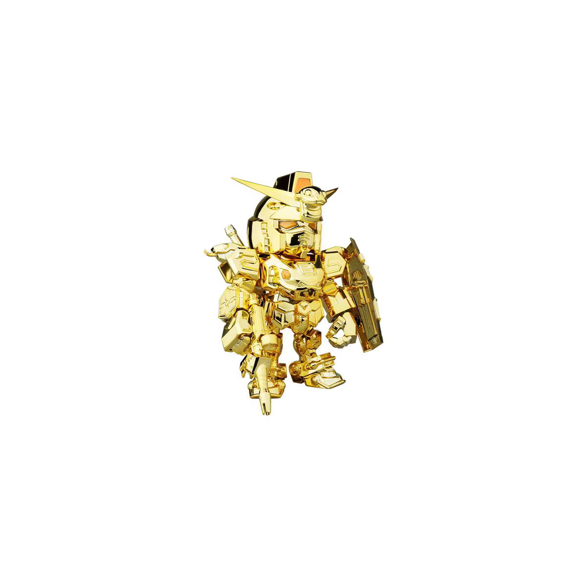 Gold robot toy on a white background