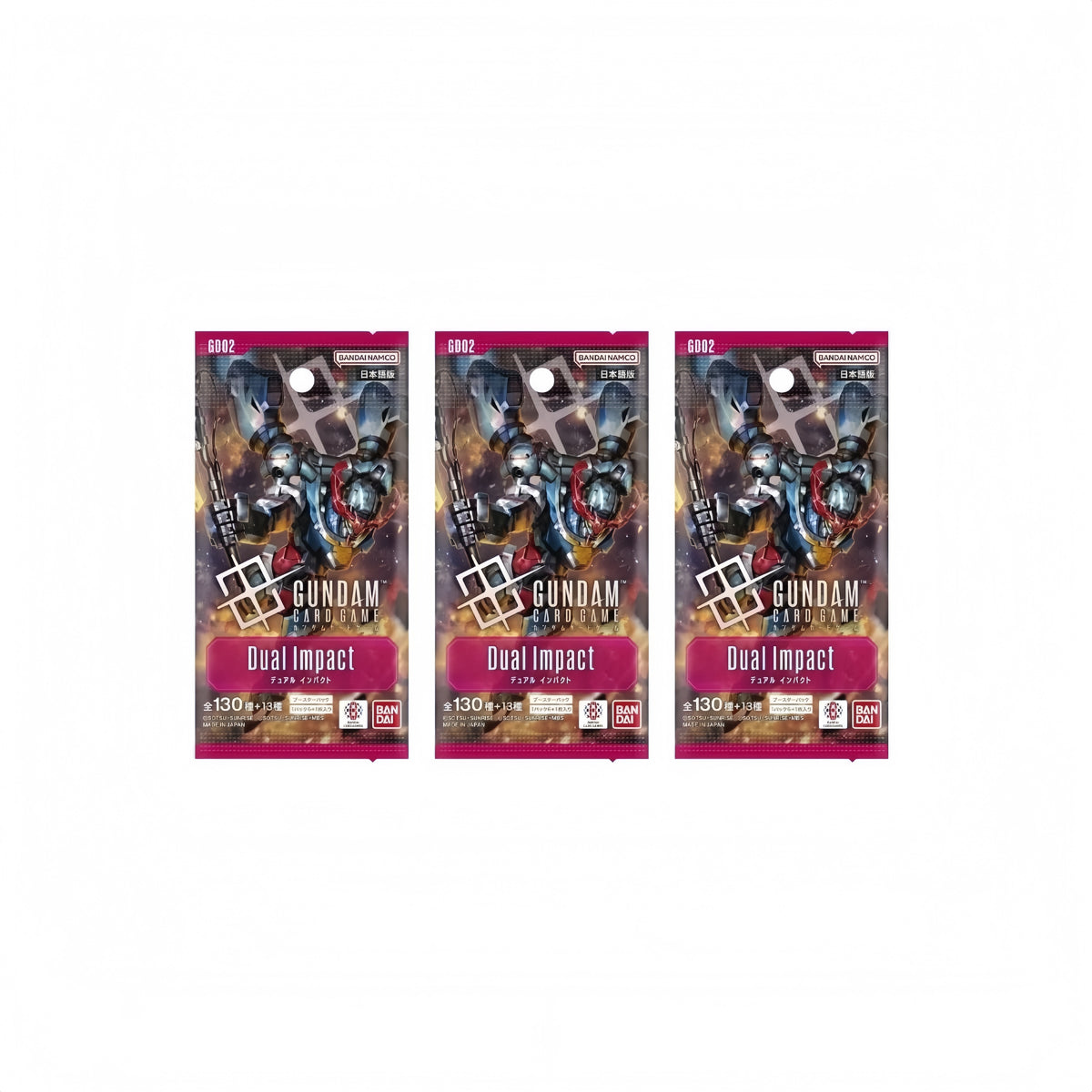Bandai Gundam Card Game Booster Pack - Dual Impact (GD02) (Japanese) - 3 Packs - 18 Cards
